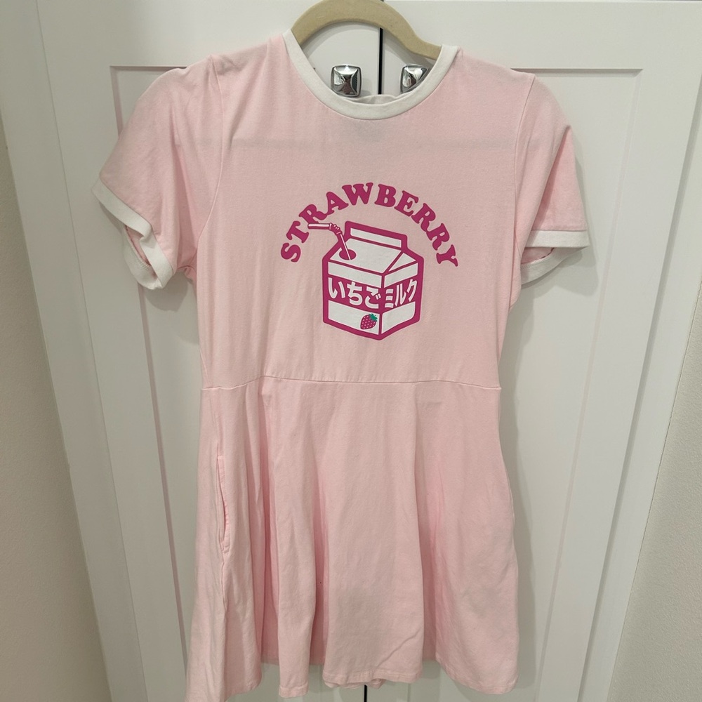 Hot Topic Pink Strawberry Milk Dress - Picture 2 of 6